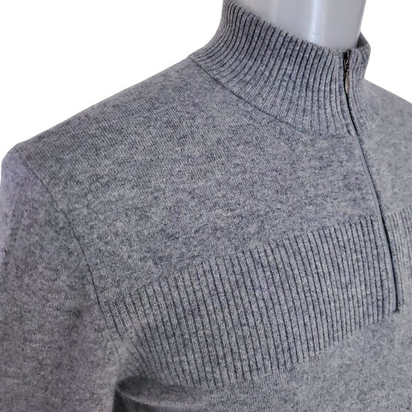 INC Men’s Cashmere Quarter Zip Neck Super Soft Heather Gray Sweater Size L - Picture 3 of 16